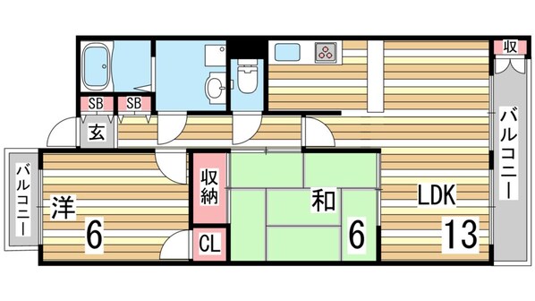 西岡本シティマンションの物件間取画像